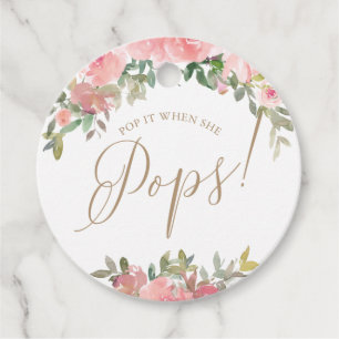 Rosa Flora Bläserndusche Weinflasche Geschenkanhänger