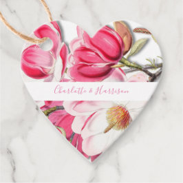 Rosa Flora Magnolia Hochzeit Geschenkanhänger