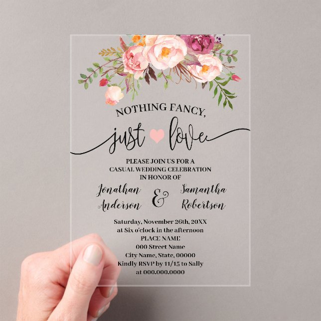 Rosa Flora Nichts Extravagant nur Liebe Eloption Acryleinladungen (Insitu (Handheld))