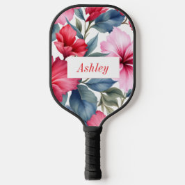 Rosa Flora Wasserfarben Elegante Pickleball Schläger