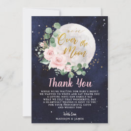 Rosa Flora Wir sind über der Mond Girl Babydusche Dankeskarte