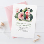 Rosa Floral 16 | 16 . Geburtstag Birthday Party Einladung<br><div class="desc">Adorable rot Rosa Aquarellfarben Blume süß 16 Geburtstagsfeierlichkeiten Einladungen</div>