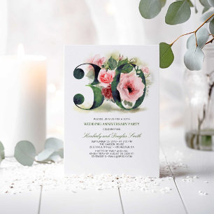 Rosa Floral 30. Hochzeitstag Einladung