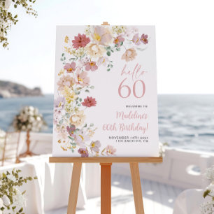 Rosa Floral 60. Geburtstagsbegrüßung Poster