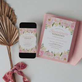 Rosa Floral Bachelorette Wochenende Ausflug Einladung