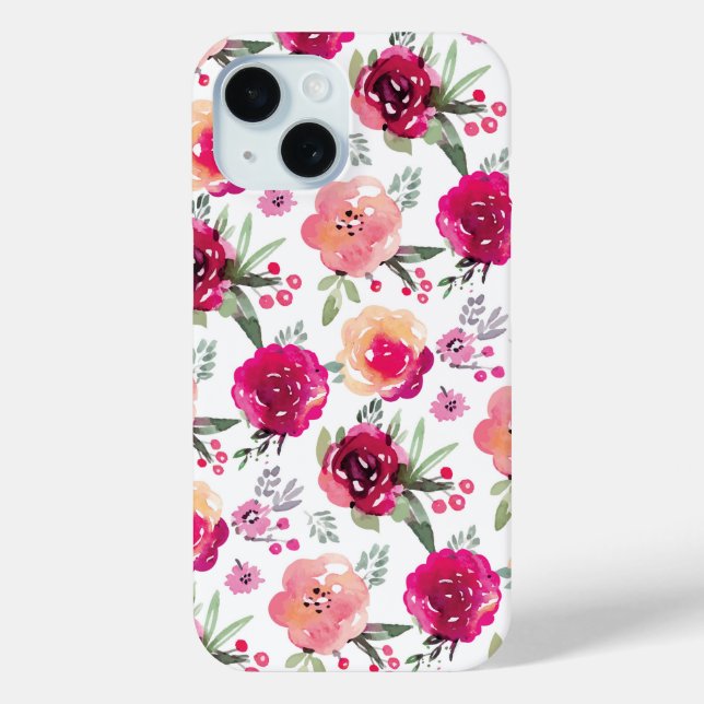 Rosa Floral Case-Mate iPhone Hülle (Rückseite)