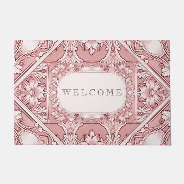 Rosa Floral Doormat Fußmatte (Vorderseite)