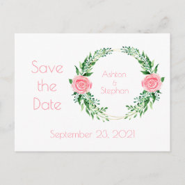 Rosa Floral Einfache Farbe Save the Date Ankündigungspostkarte