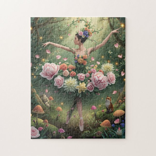 Rosa Floral Forest Ballerina Puzzle (Vertikal)