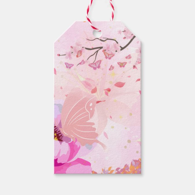 rosa floral  geschenkanhänger (Vorderseite)