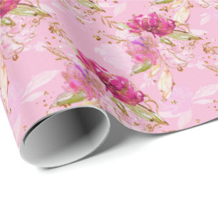 Rosa floral geschenkpapier