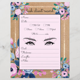 Rosa Floral Gold Kraft Papier Lash Client Record