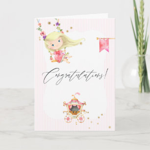 Rosa Floral & Goldfolie und Glitzer Prinzessin Karte