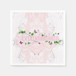 Rosa Floral Gratulationen Text Papier Napkin Serviette