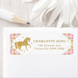 Rosa Floral Horse Birthday Baby Dusche Adresse