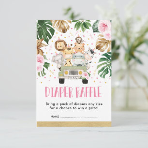 Rosa Floral Jungle Safari Baby Girl Diaper Begleitkarte