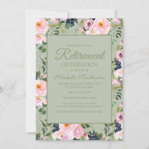 Rosa Floral Mintgrün Rente Einladung