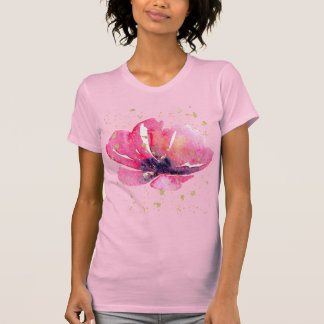 Rosa Floral mit Faux-Gold-Aquarell-Feminin T-Shirt