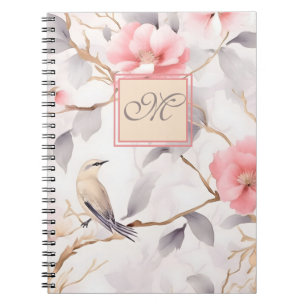 Rosa Floral Monogram Notebook Notizblock