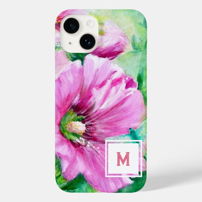 Rosa Floral Monogramm Case-Mate iPhone Hülle (Rückseite)