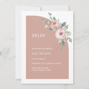 Rosa floral Monogramm Halb-Bogen-Hochzeit  Save The Date