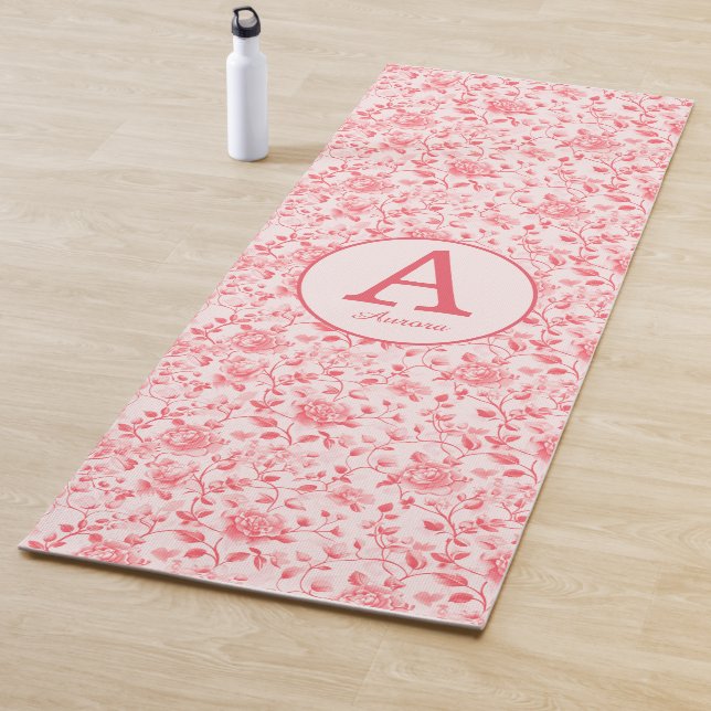 Rosa Floral Monogramm Yogamatte (Beispiel)