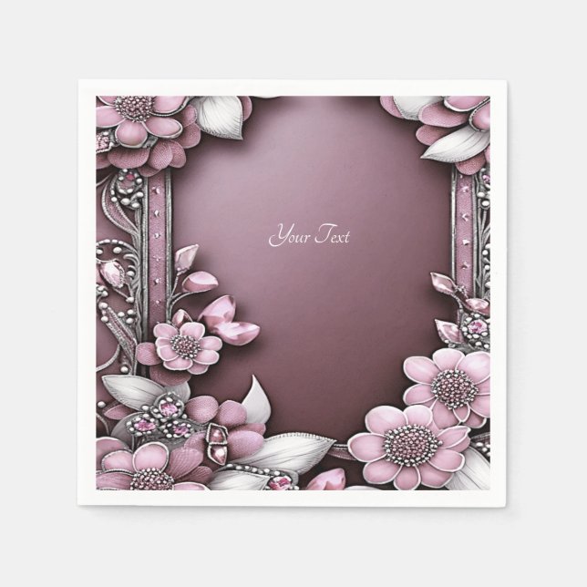 Rosa Floral Napkins Serviette (Vorderseite)