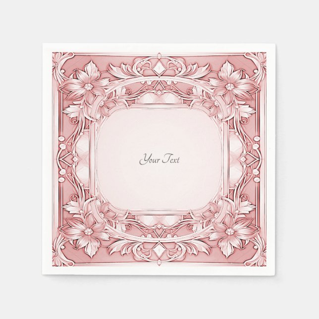 Rosa Floral Napkins Serviette (Vorderseite)