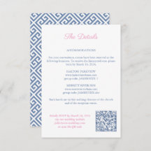 Rosa Floral Navy Monogram Wedding Details QR Code