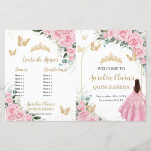Rosa Floral Quinceanera Orden der Ereignisse Progr