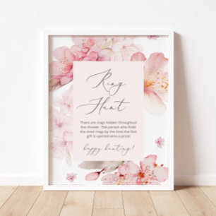 Rosa Floral Ring Hunt Brautparty Spiel pos Poster
