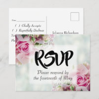 Rosa Floral Rose Bouquet Wedding RSVP