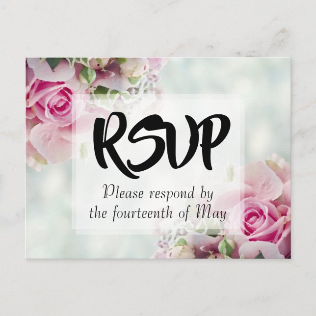 Rosa Floral Rose Bouquet Wedding RSVP Postkarte (Vorderseite)