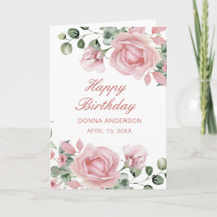 Rosa Floral-Rosen-Geburtstagsfeier-Teller Karte