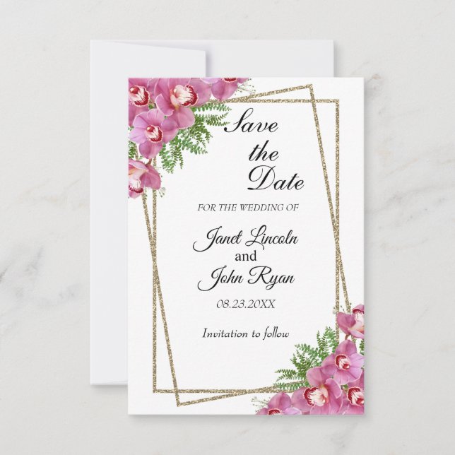 Rosa Floral - Save the Date (Vorderseite)