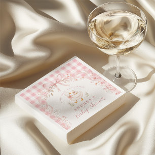 Rosa Floral Silly Goose Gingham Baby Shower Serviette