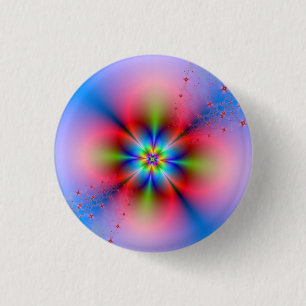 Rosa Floral Spray auf blauem Pinback-Button Button