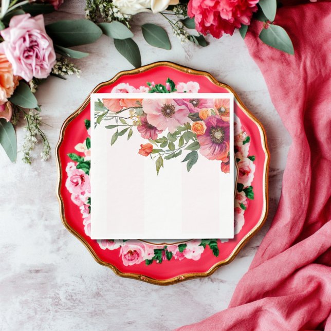 Rosa Floral Stripe Mittagessen Serviette (Von Creator hochgeladen)