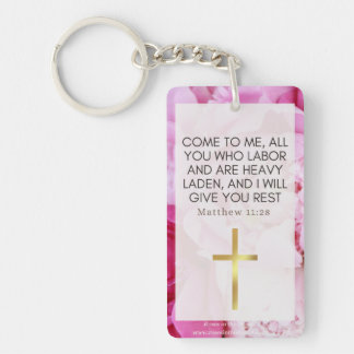 Rosa Floral und Glaube Schlüsselanhänger