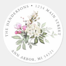 Rosa Floral und Grüne Rücksendeadresse