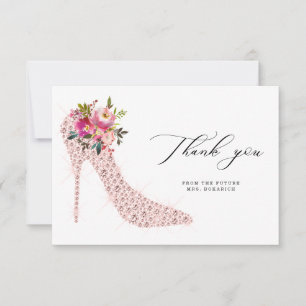 Rosa Floral und High Heels Script Brautparty Dankeskarte