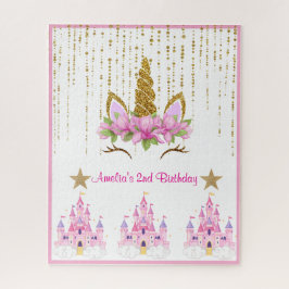 Rosa Floral | Unicorn Birthday Party Puzzle