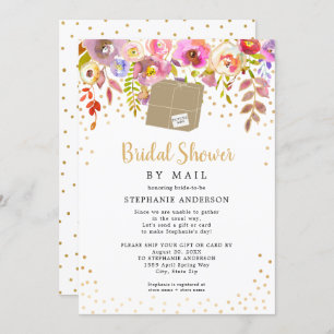 Rosa Floral + Versandbox Brautparty per Post Einladung