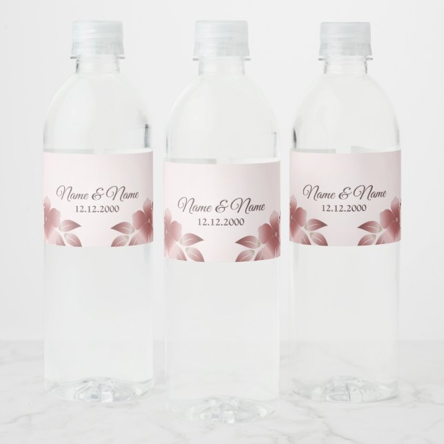 Rosa Floral Wasser Flasche Etikett (Flaschen)