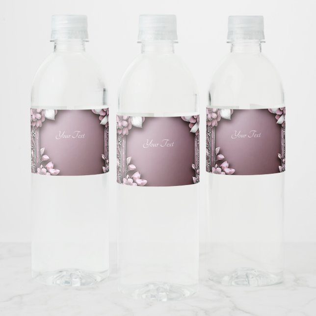 Rosa Floral Wasser Flasche Etikett (Flaschen)