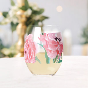 Rosa Floral Weinglas Ohne Stiel