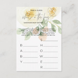 Rosa Floral Whats in der Bag Baby Shower Game Card Begleitkarte