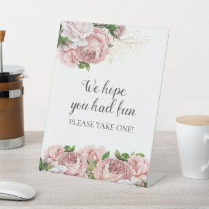 Rosa Floral Wir hoffen, du hattest Spaß Nimm eins Sockelschild