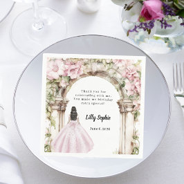 Rosa Floralbogen Gewand Geburtstag Serviette