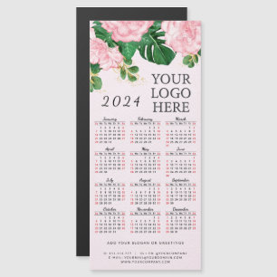 Rosa florale 2024 Magnetic Calendar Business-Logo Magnetkarte